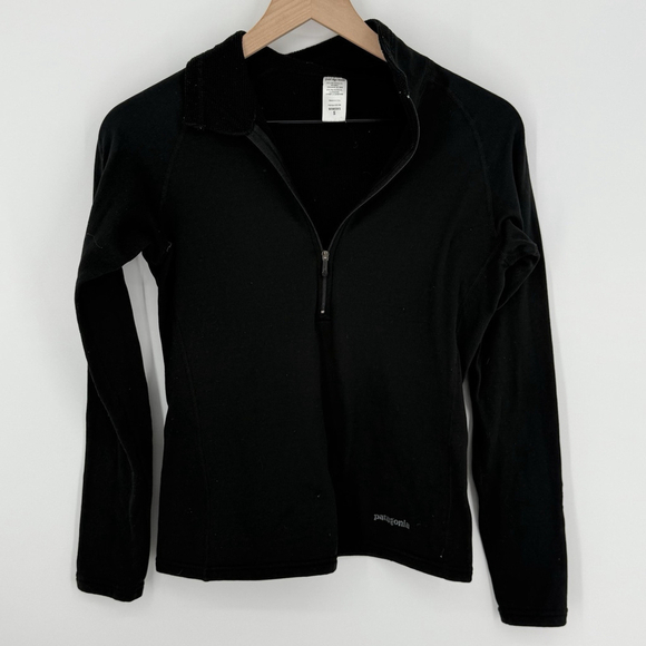 Patagonia Tops - Patagonia R1 Flash Pullover 1/2 Zip Black Polartec Waffle Grid Womens Small